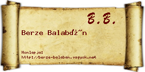 Berze Balabán névjegykártya