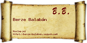 Berze Balabán névjegykártya